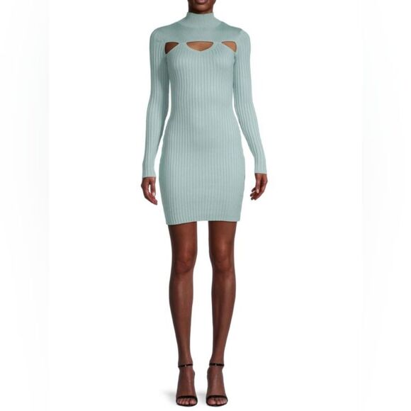 4/$35 Cliche Blue Cutout Ribbed Sweater Dress - Picture 1 of 8